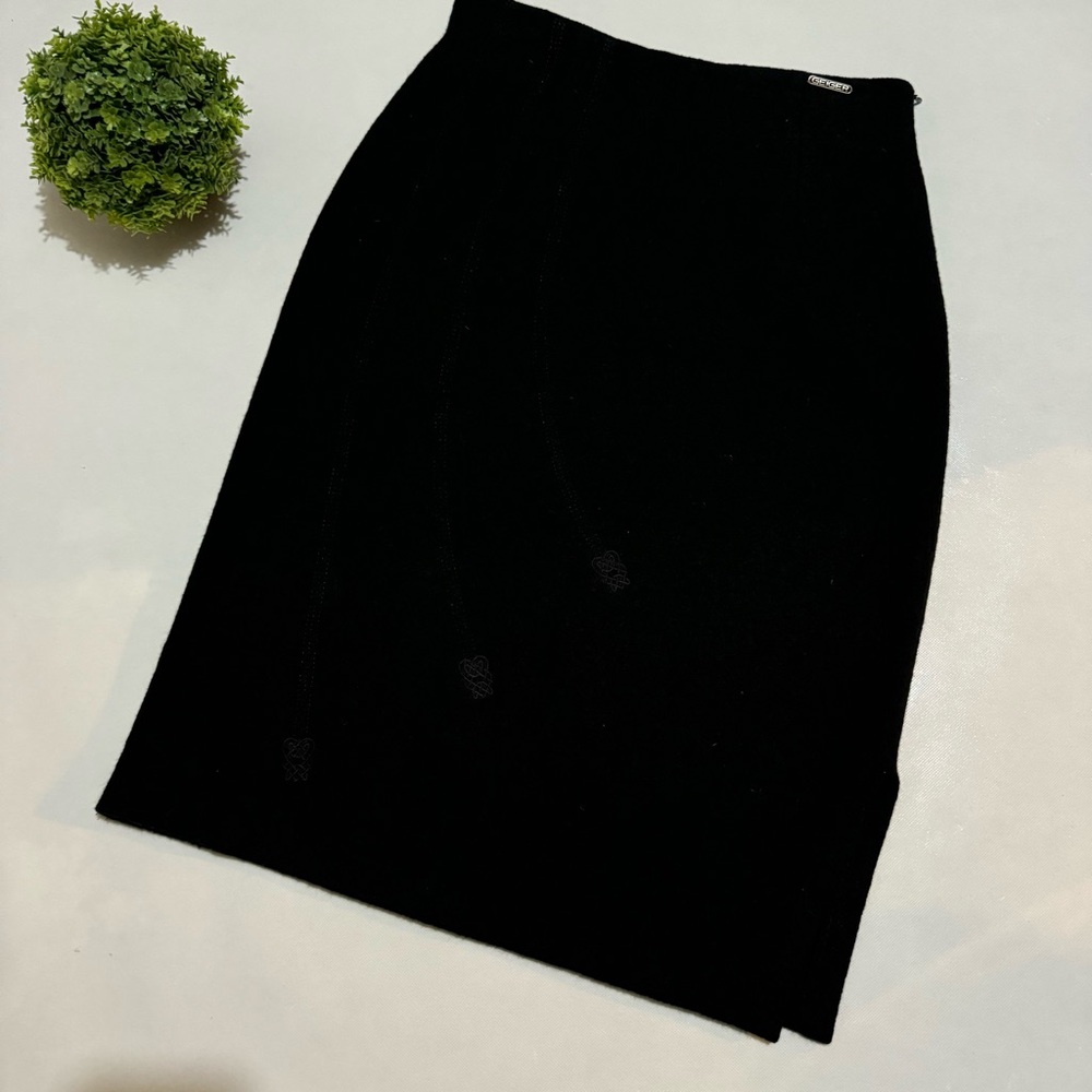 Kurt Geiger Black Wool Classic Embroidered Pencil‎ Skirt Women’s Size Small